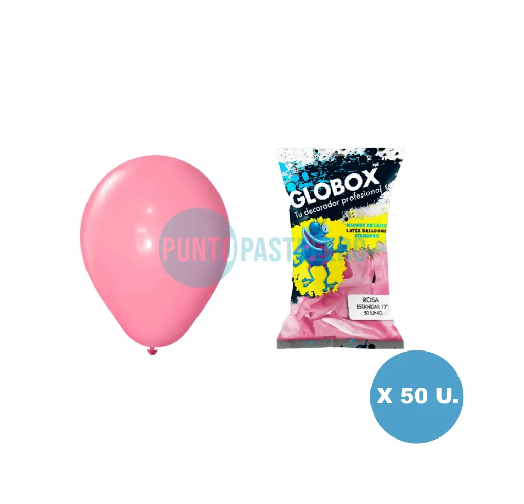 PACK GLOBO GLOBOX LISO 12" ROSA (X 50 U.)