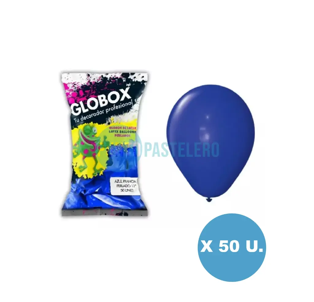 PACK GLOBO GLOBOX LISO 12" AZUL FRANCIA (X 50 U.)