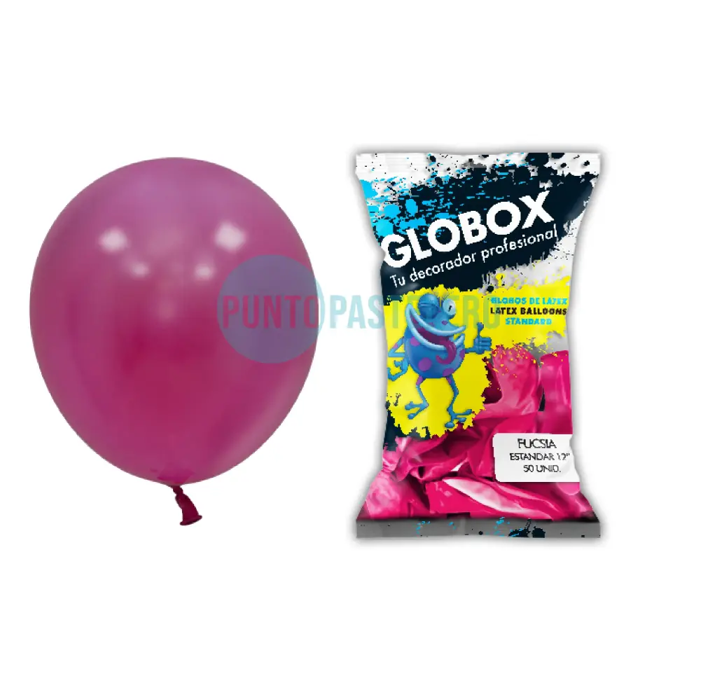 PACK GLOBO GLOBOX LISO 12" FUCSIA (X 50 U.)