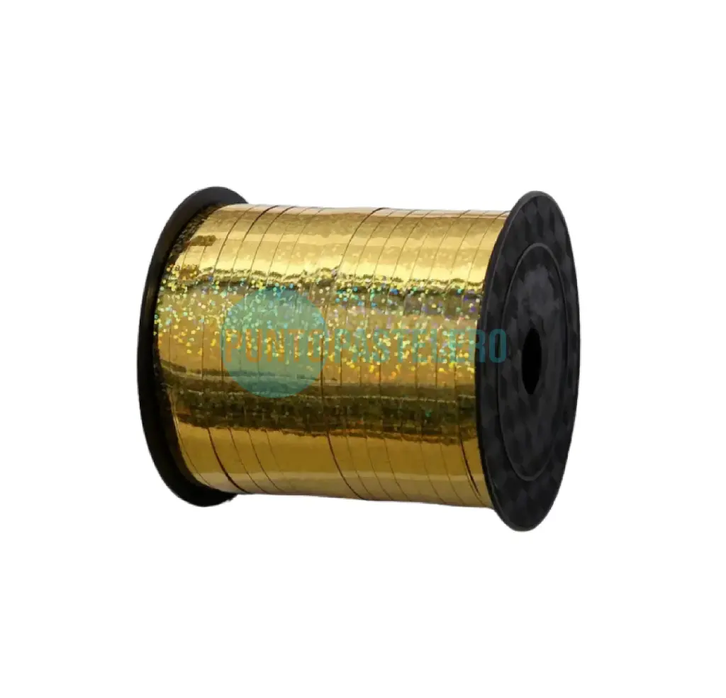 ROLLO CINTA PARA GLOBO HOLOGRAFICA DORADA (X 225 MT.)