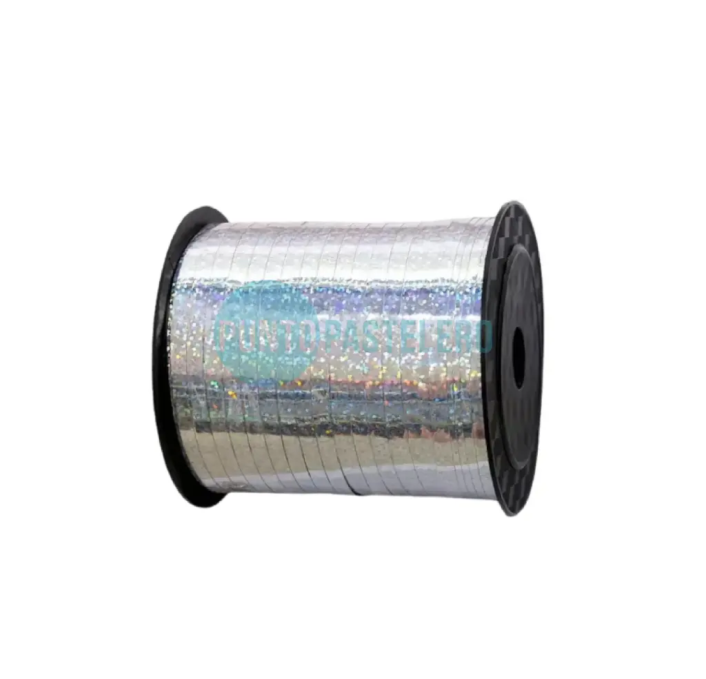 ROLLO CINTA PARA GLOBO HOLOGRAFICA PLATA (X 225 MT.)
