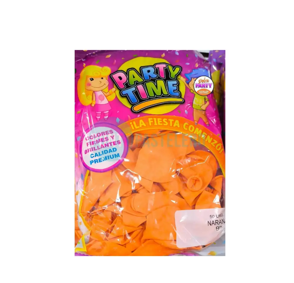 GLOBO PARTY TIME 9" NARANJA (X 25 U.)