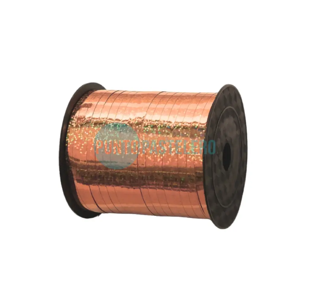 ROLLO CINTA PARA GLOBO HOLOGRAFICA ROSA GOLD (X 225 MT.)