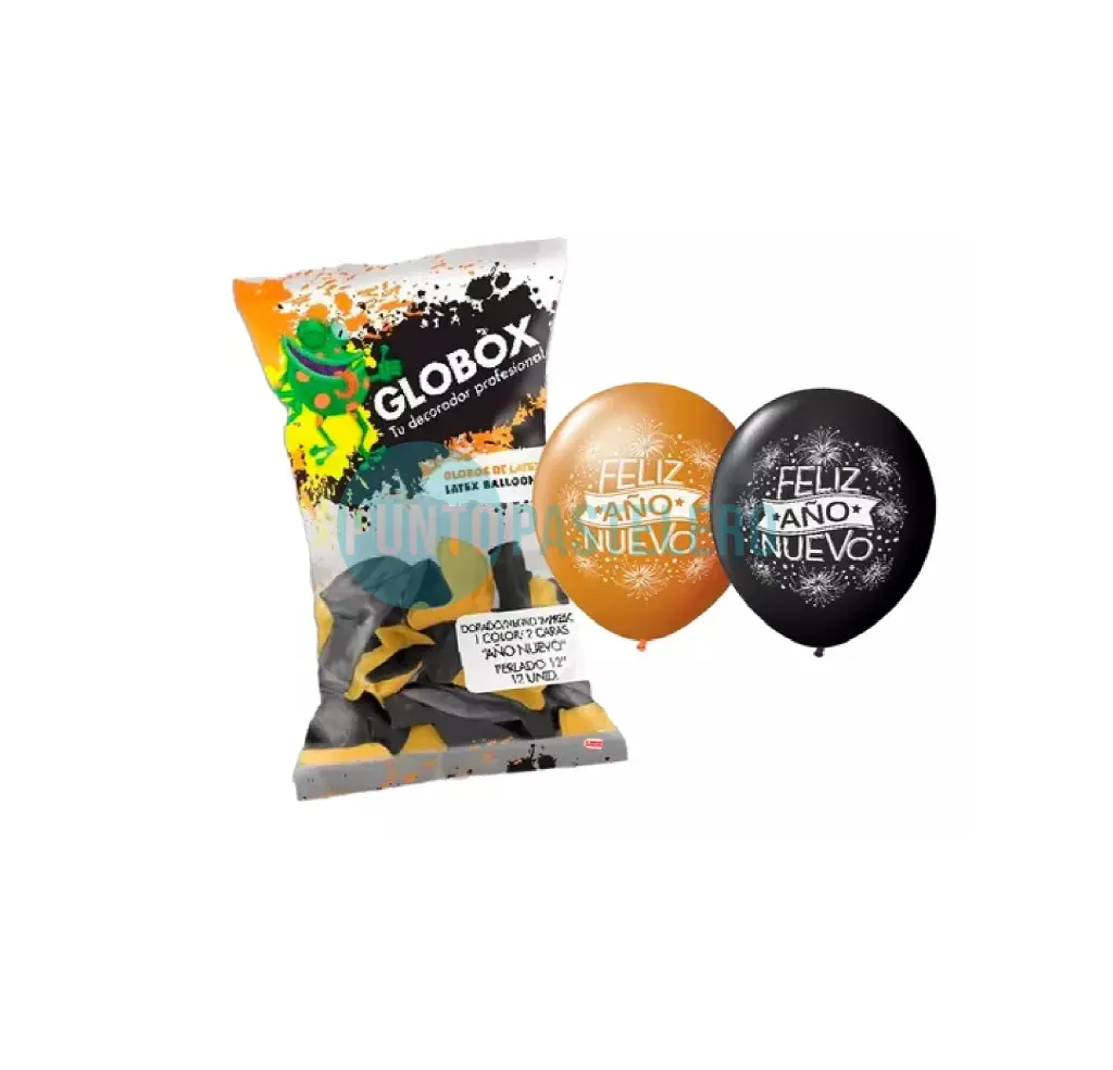 [7798194156261] PACK GLOBOS GLOBOX AÑO NUEVO (X 12 U.)