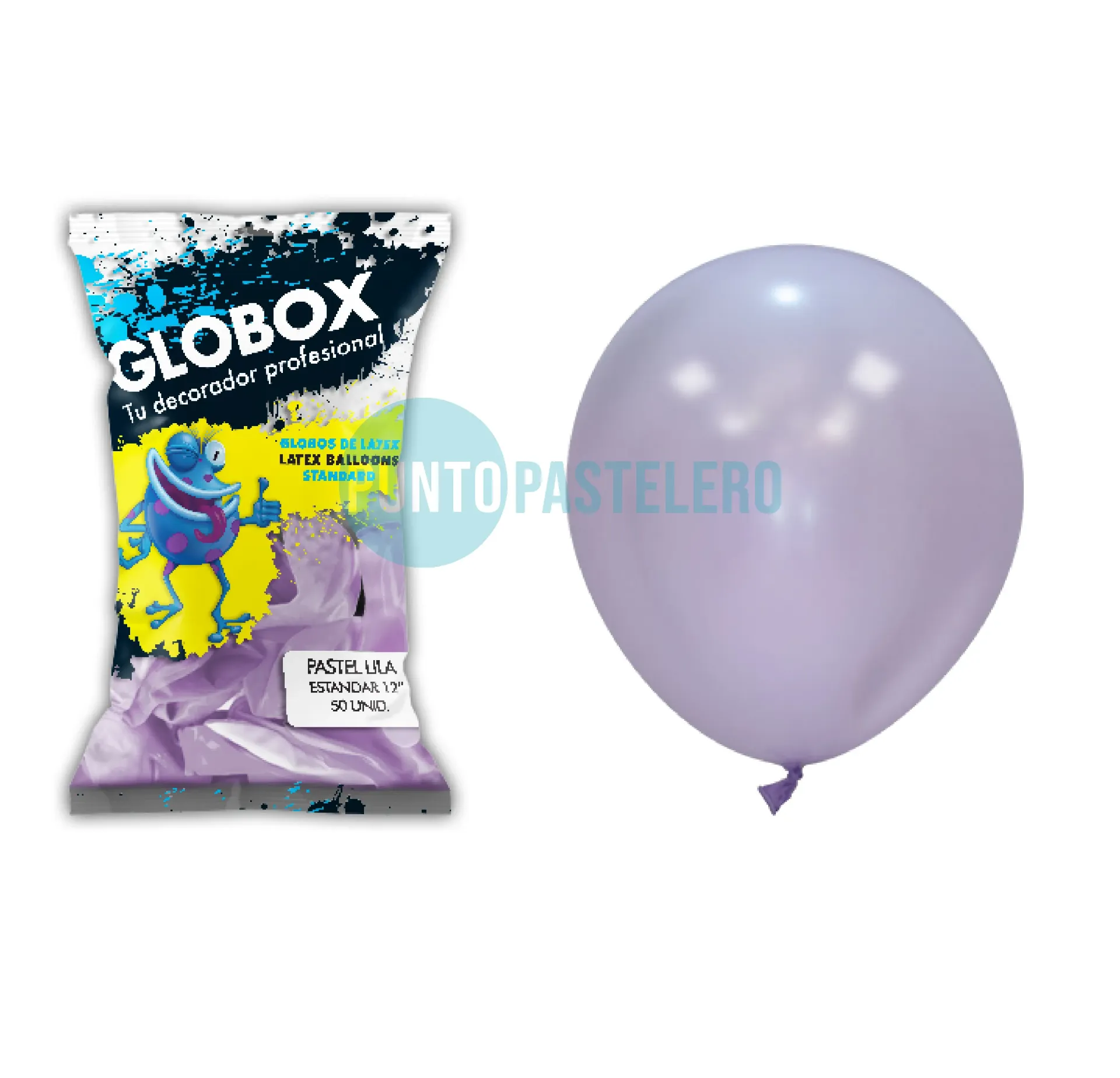 PACK GLOBO GLOBOX LISO PASTEL 12" LILA (X 50 U.)