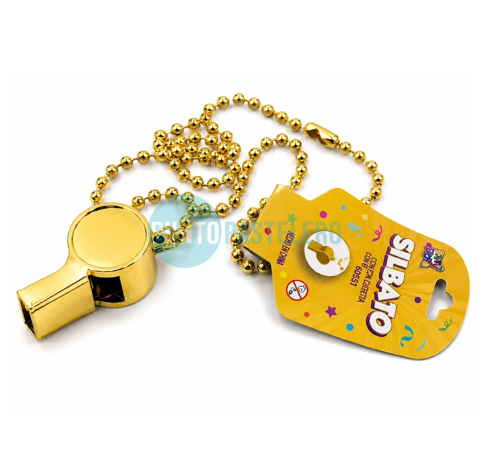 COLLAR METALIZADO DORADO CON SILBATO