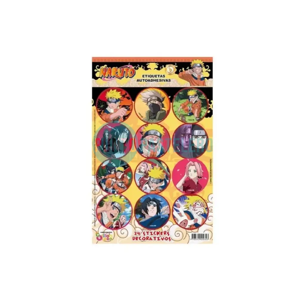 STICKERS EN PLANCHA NARUTO (24 U.)