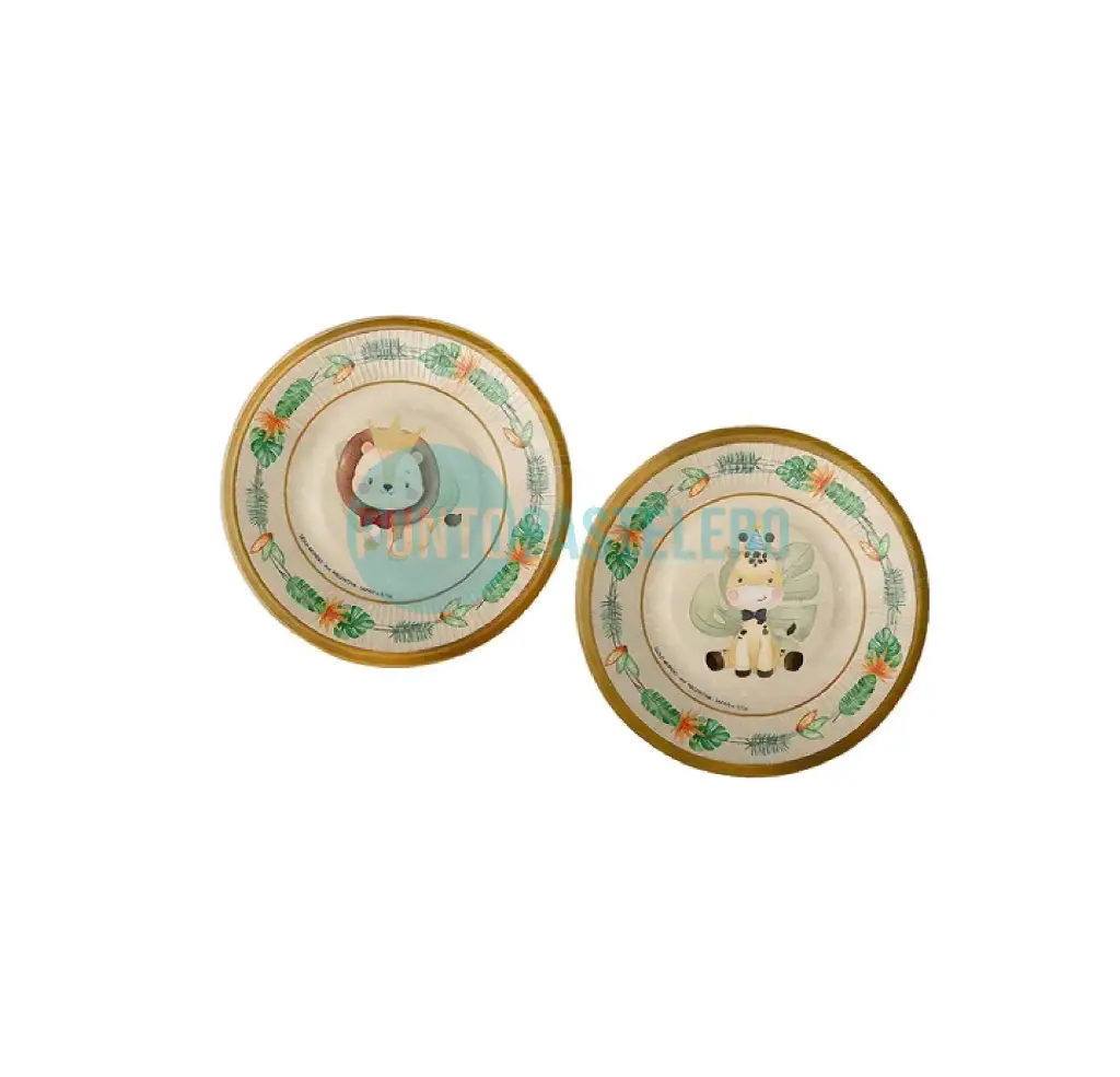 PLATO POLIPAPEL REDONDO SAFARI GOLD MUNDO (8 U.)