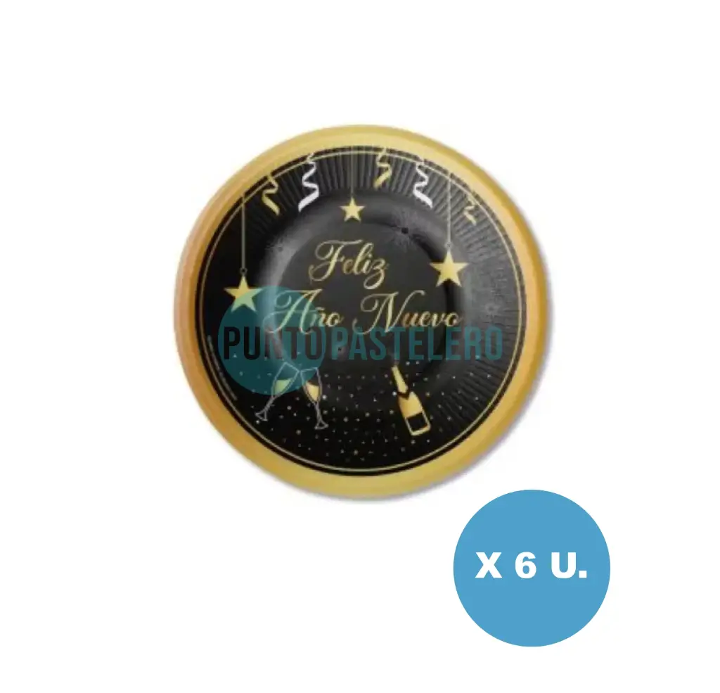 [7799051009485] PLATO FELIZ AÑO NUEVO GRANDE (6 U.)