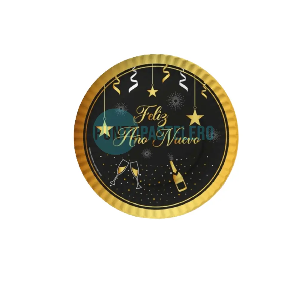 PLATO POLIPAPEL FELIZ AÑO NUEVO CHICO (8 U.)