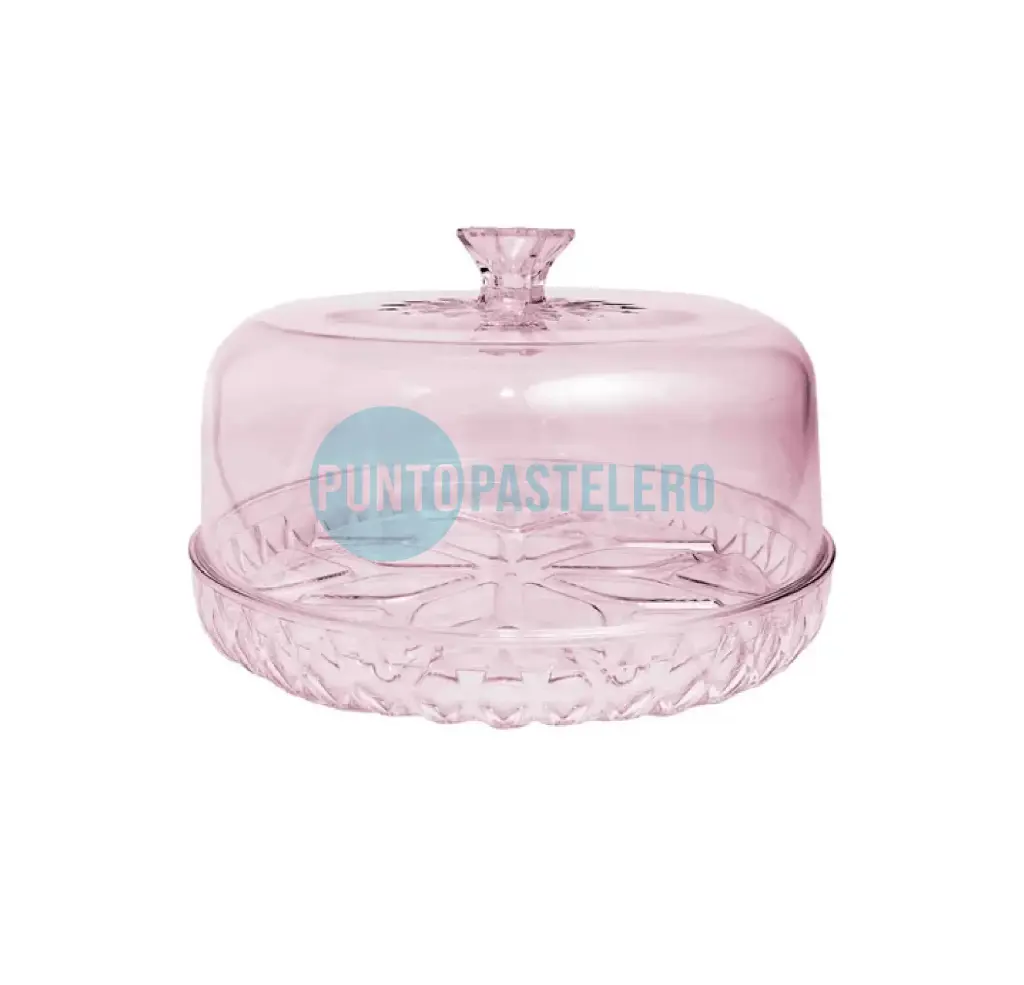CAMPANA CHICA ACRILICA ROSA CON BASE CAROL (18 CM)