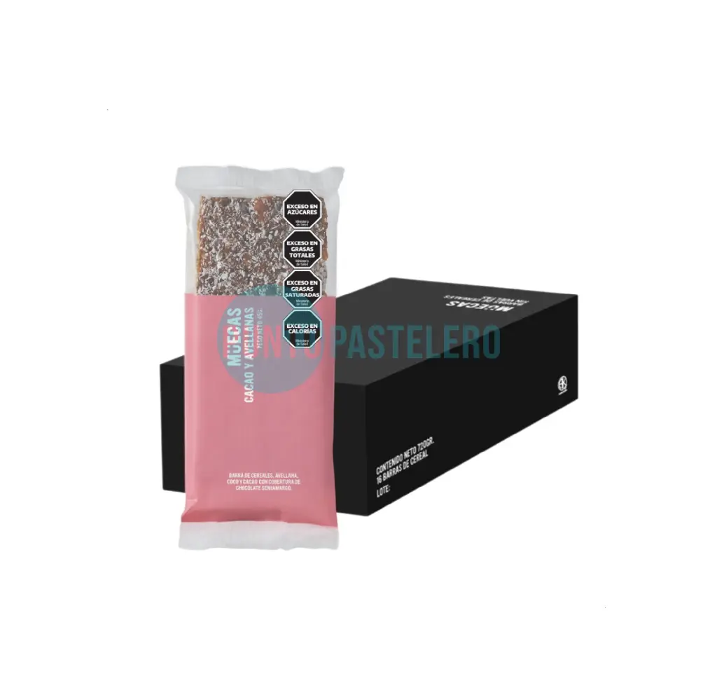 BARRA DE CEREAL MUECAS CACAO Y AVELLANAS (45 GR.)
