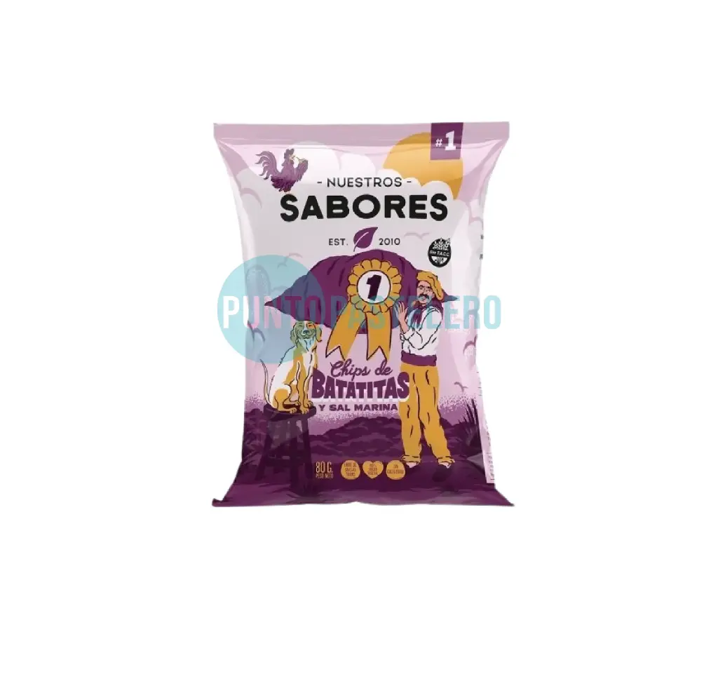 CHIPS DE BATATA CON SAL MARINA NUESTROS SABORES (X 80 GR.) (SIN TACC)