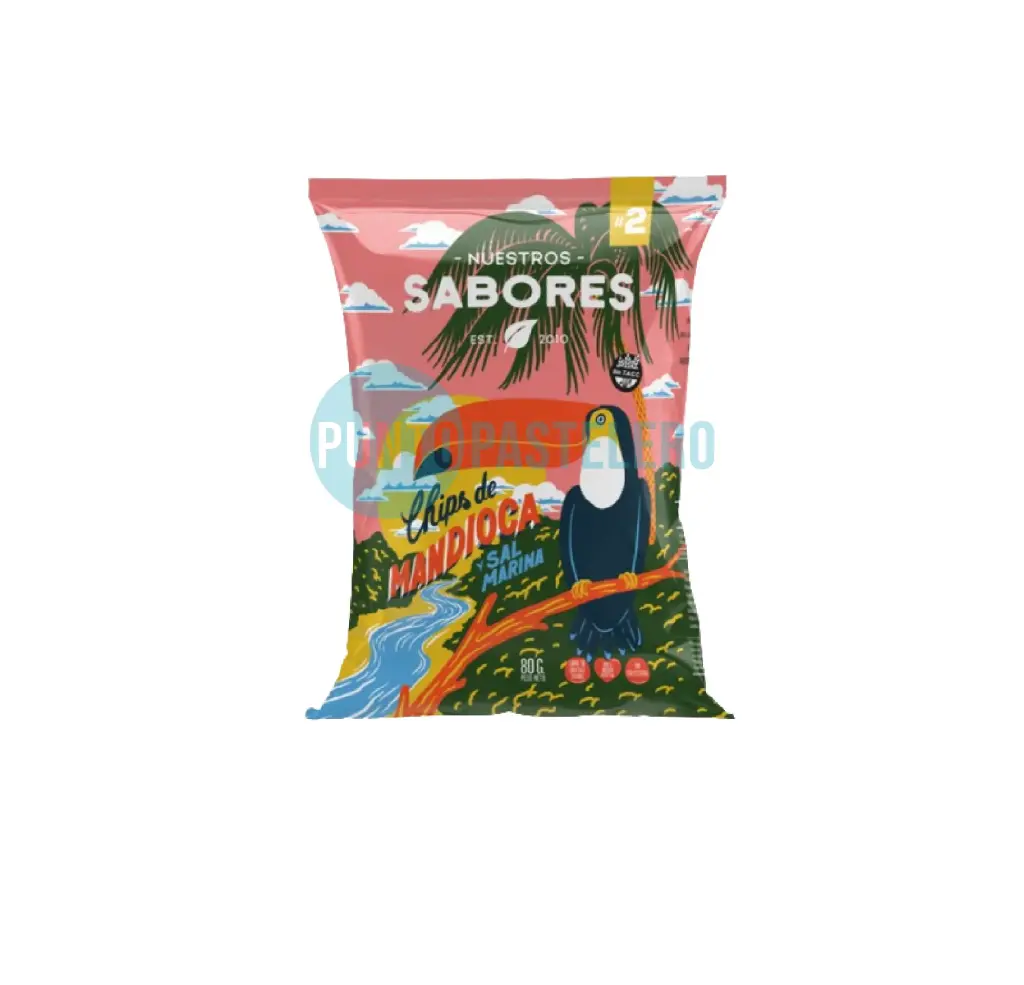 CHIPS DE MANDIOCA CON SAL MARINA NUESTROS SABORES (X 80 GR.) (SIN TACC)