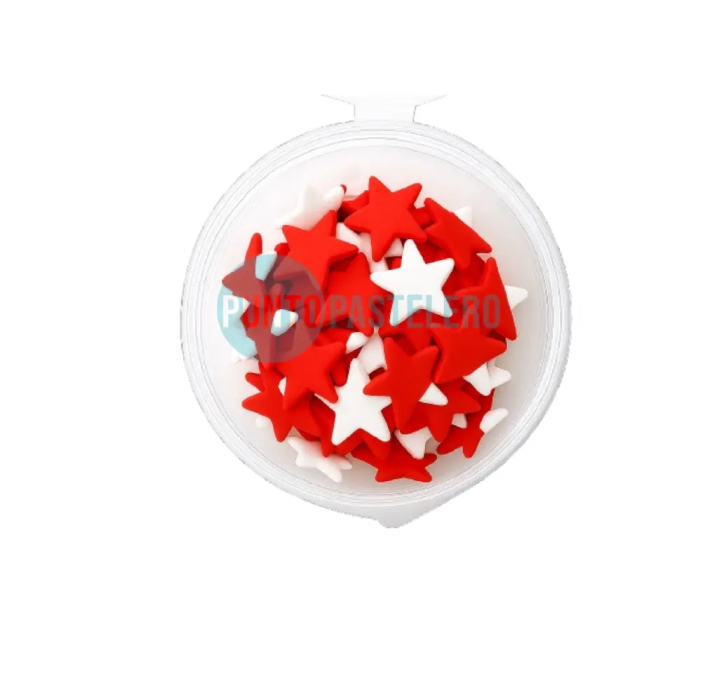 ESTRELLAS PASTILLAJE ROJO Y BLANCO (X 40 U.)