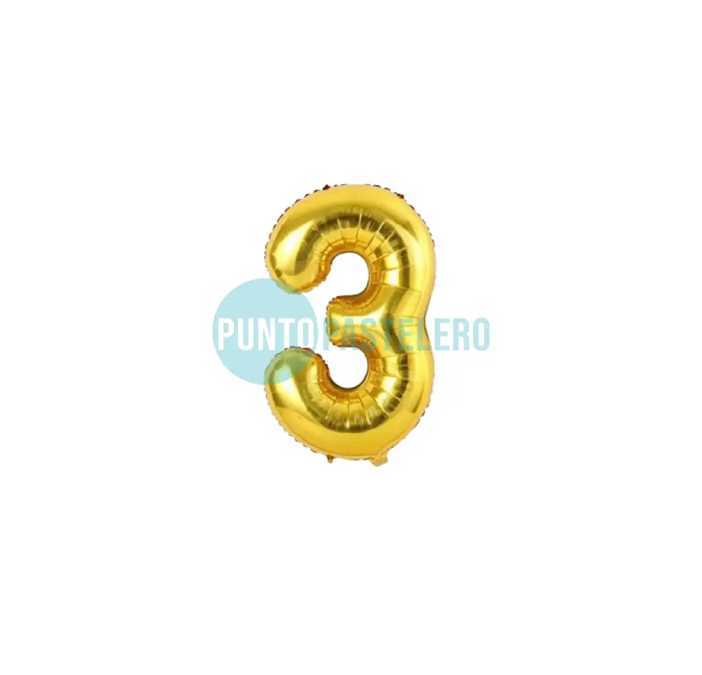 [7798194155370] GLOBO NUMERO 3 - 70 CM - DORADO (DILAX)