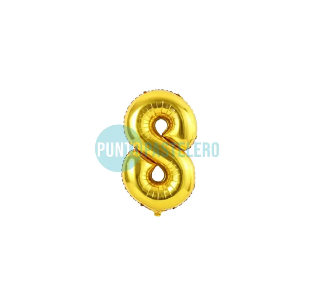[7798194155431] GLOBO NUMERO 8 - 70 CM - DORADO (DILAX)