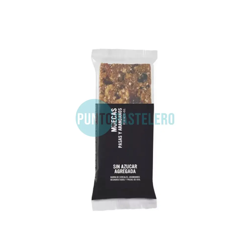 BARRA DE CEREAL MUECAS PASAS Y ARANDANOS (SIN AZUCAR) (45 GR.)