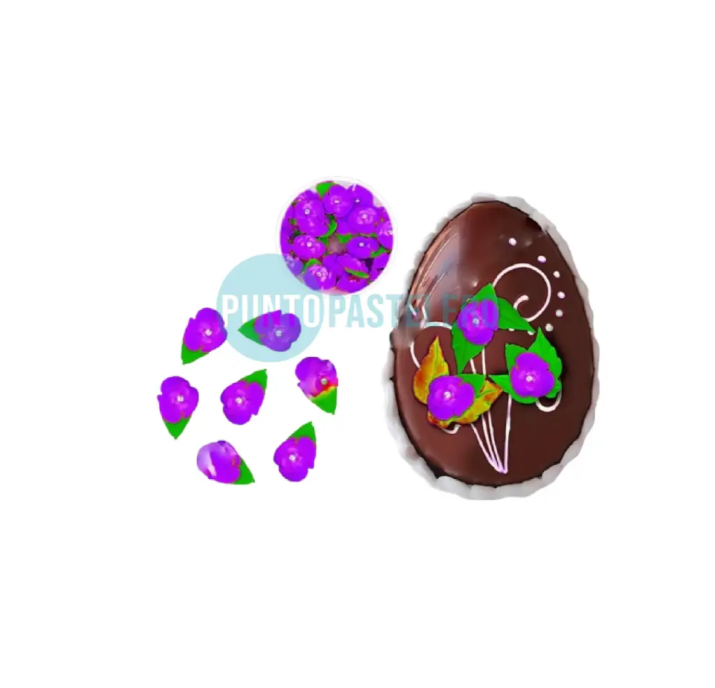 FLOR DE AZUCAR CON PERLA 3 PETALOS (X 10 U.)