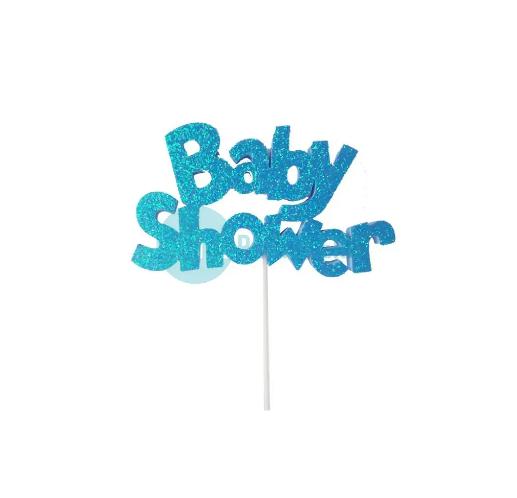 PINCHE TELGOPOR CON BRILLO FRASE BABY SHOWER (CELESTE)