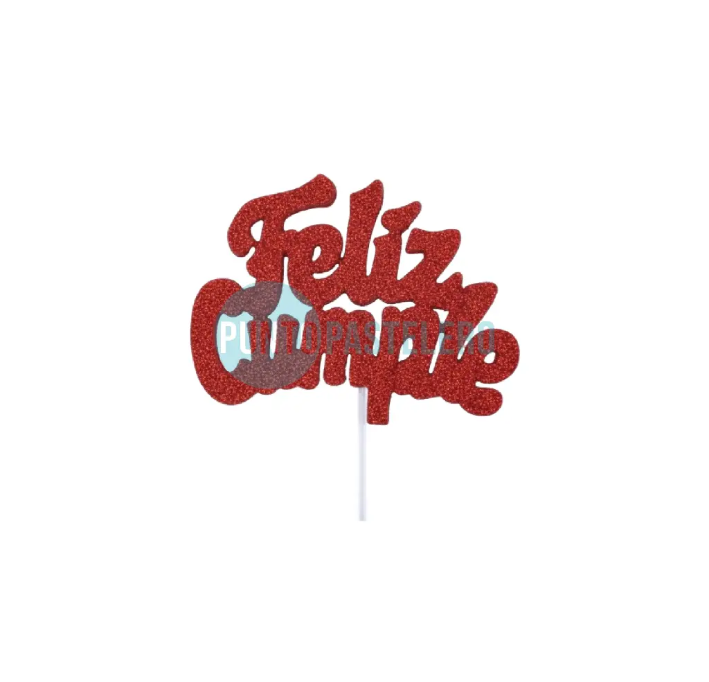 PINCHE DE TELGOPOR CON BRILLO FRASE GRANDE FELIZ CUMPLE ROJO (X U.)