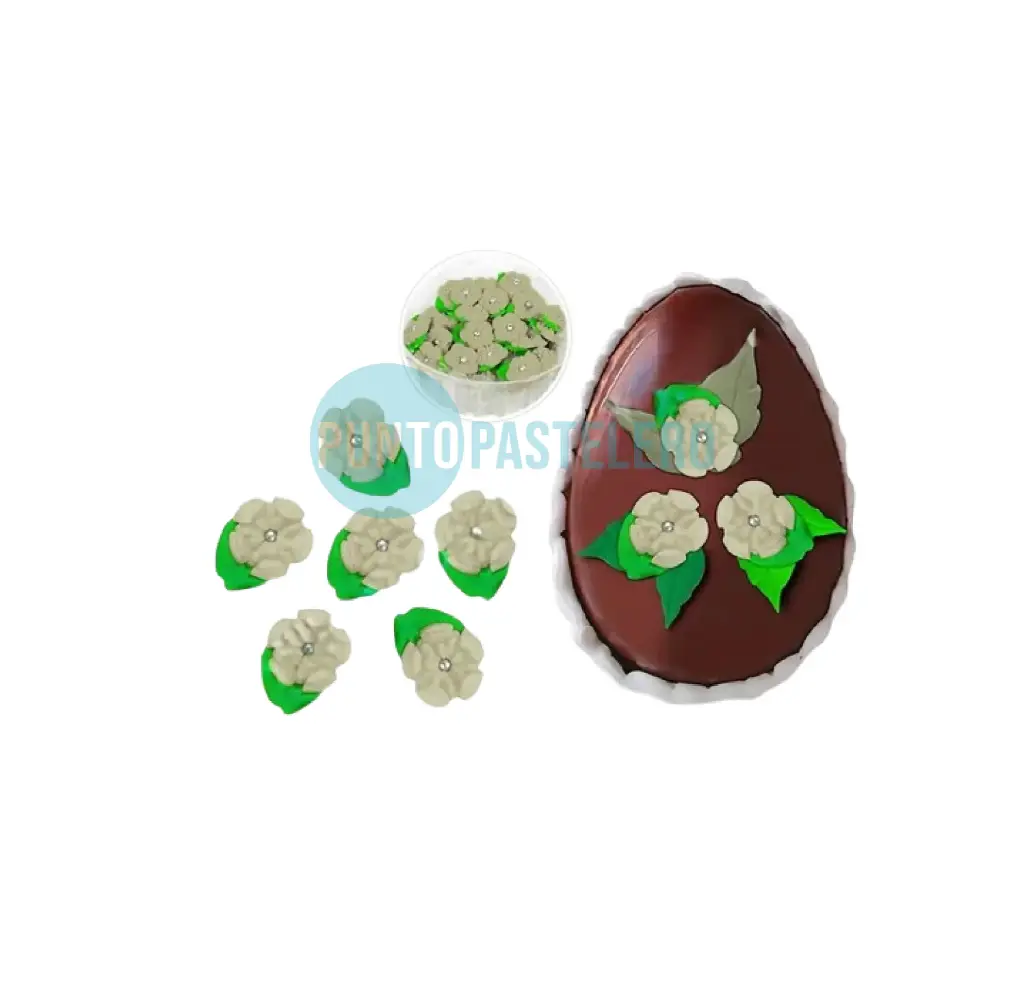 FLOR DE AZUCAR CON PERLA 5 PETALOS (X 10 U.)