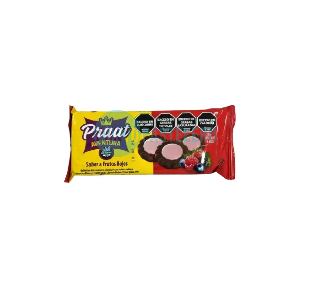 GALLETITA AVENTURA CON FRUTOS ROJOS PRAAT (X 85 GR.) (SIN TACC)