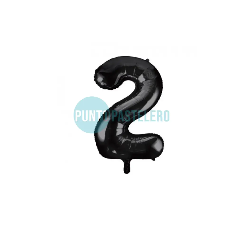 GLOBO NUMERO 2 - 36 CM - NEGRO METALIZADO (OVNI BALLOONS)