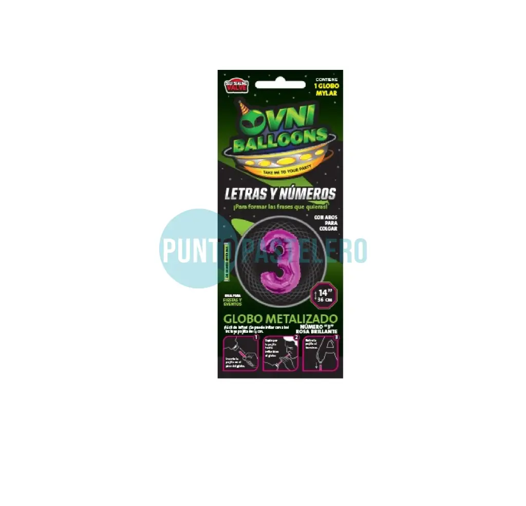 GLOBO NUMERO 3 - 40 CM - FUCSIA (OVNI BALLOONS)