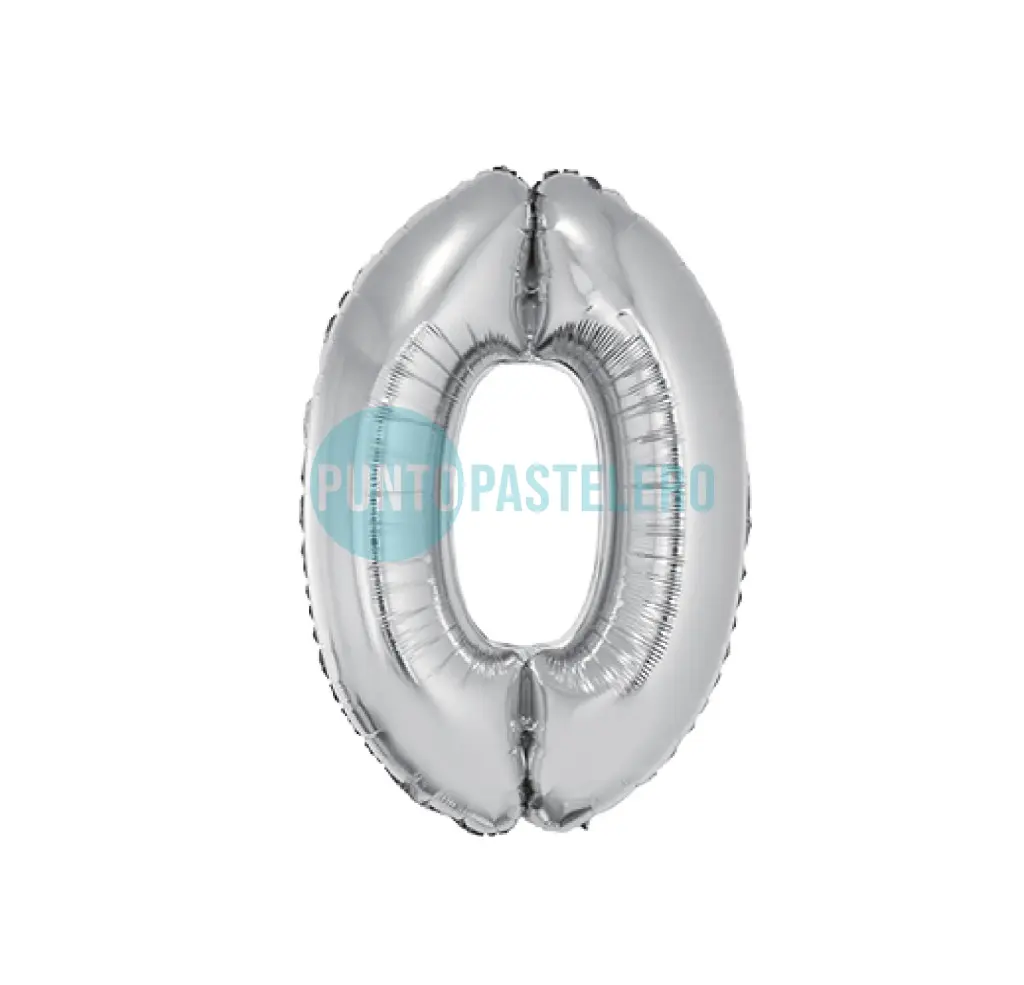 GLOBO NUMERO 0 - 70 CM - PLATA (DILAX)