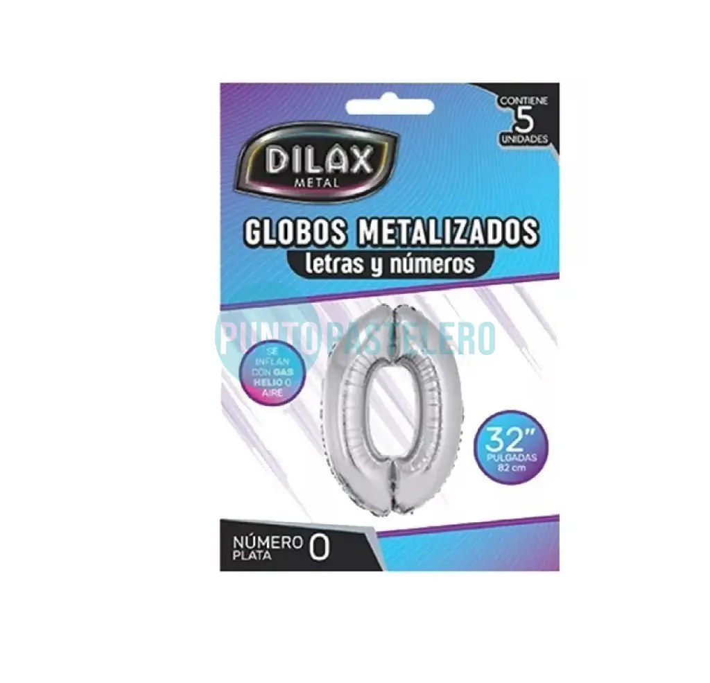 GLOBO NUMERO 0 - 70 CM - PLATA (DILAX)