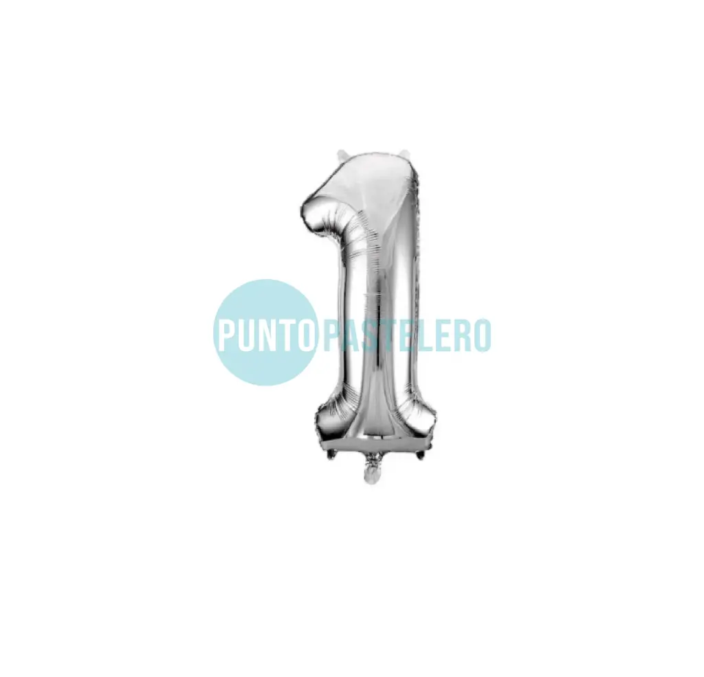 [7798194156292] GLOBO NUMERO 1 - 70 CM - PLATA (DILAX)