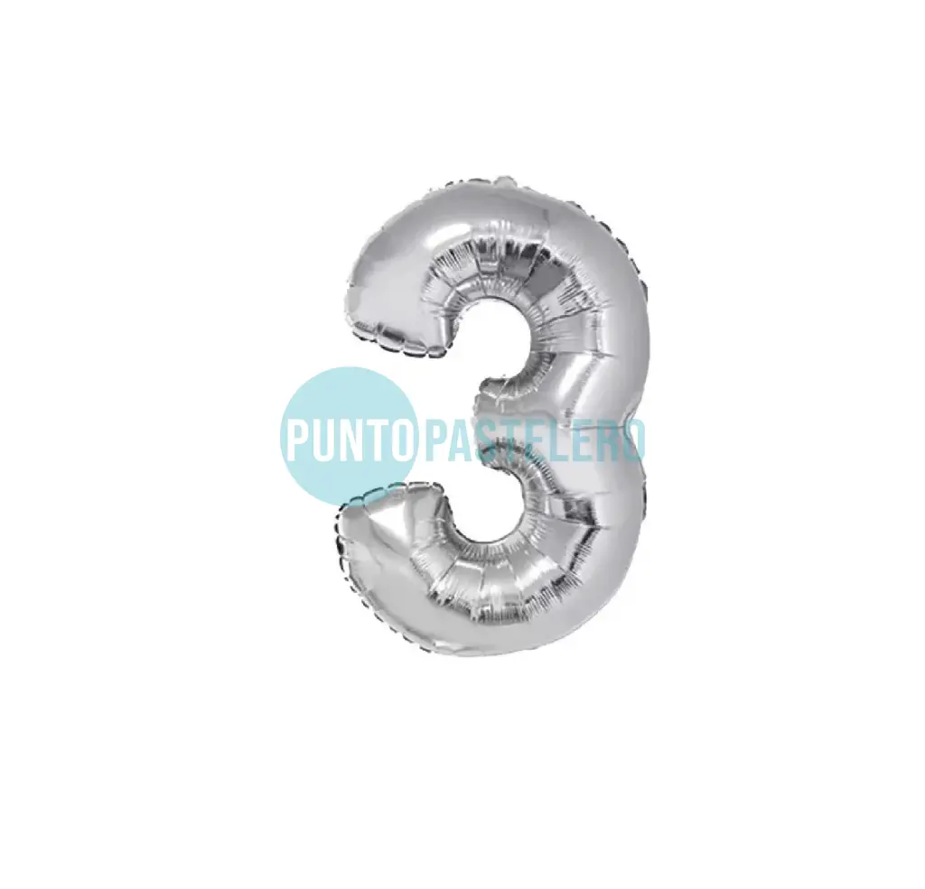 GLOBO NUMERO 3 - 70 CM - PLATA (DILAX)