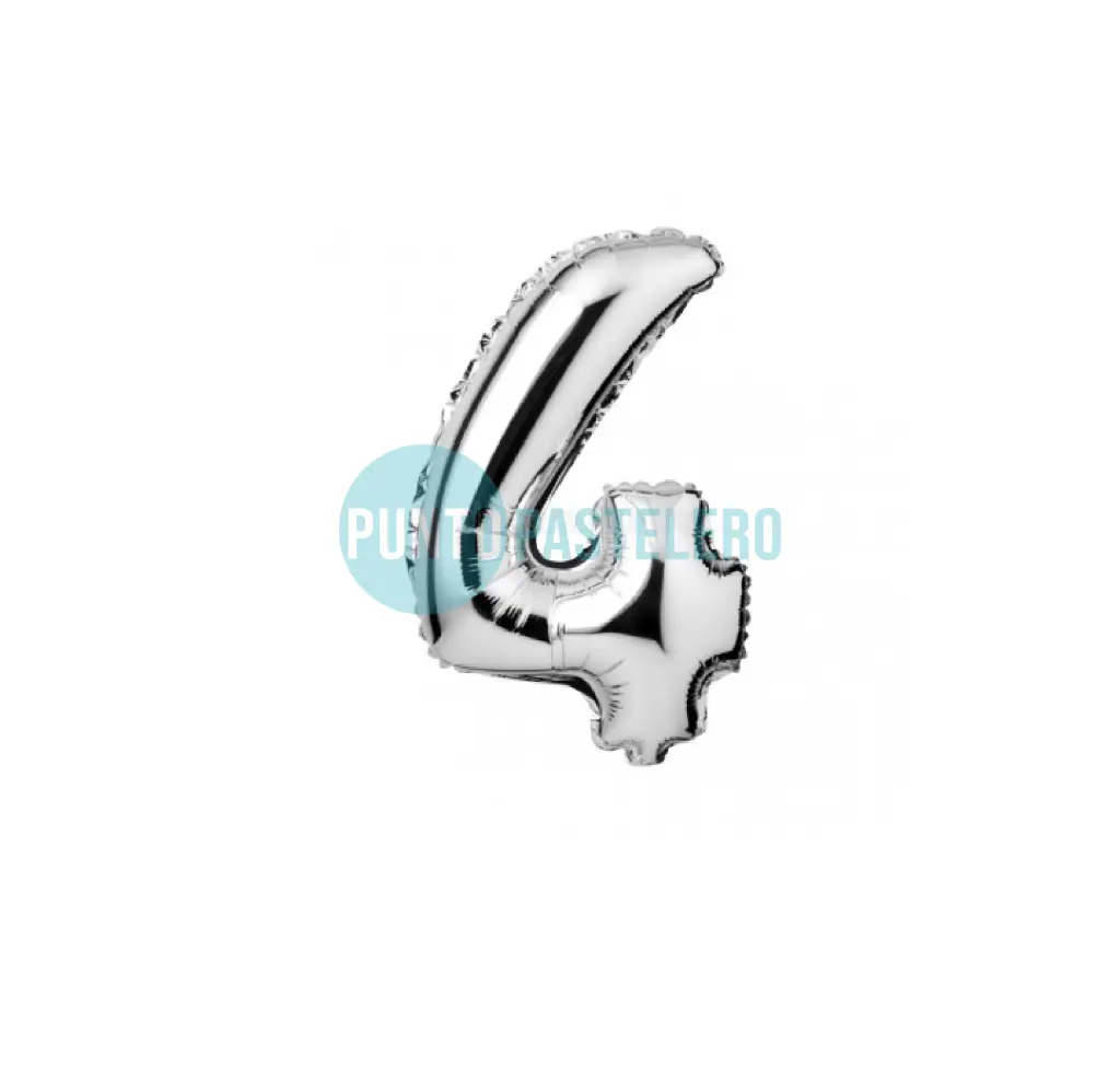 GLOBO NUMERO 4 - 70 CM - PLATA (DILAX)