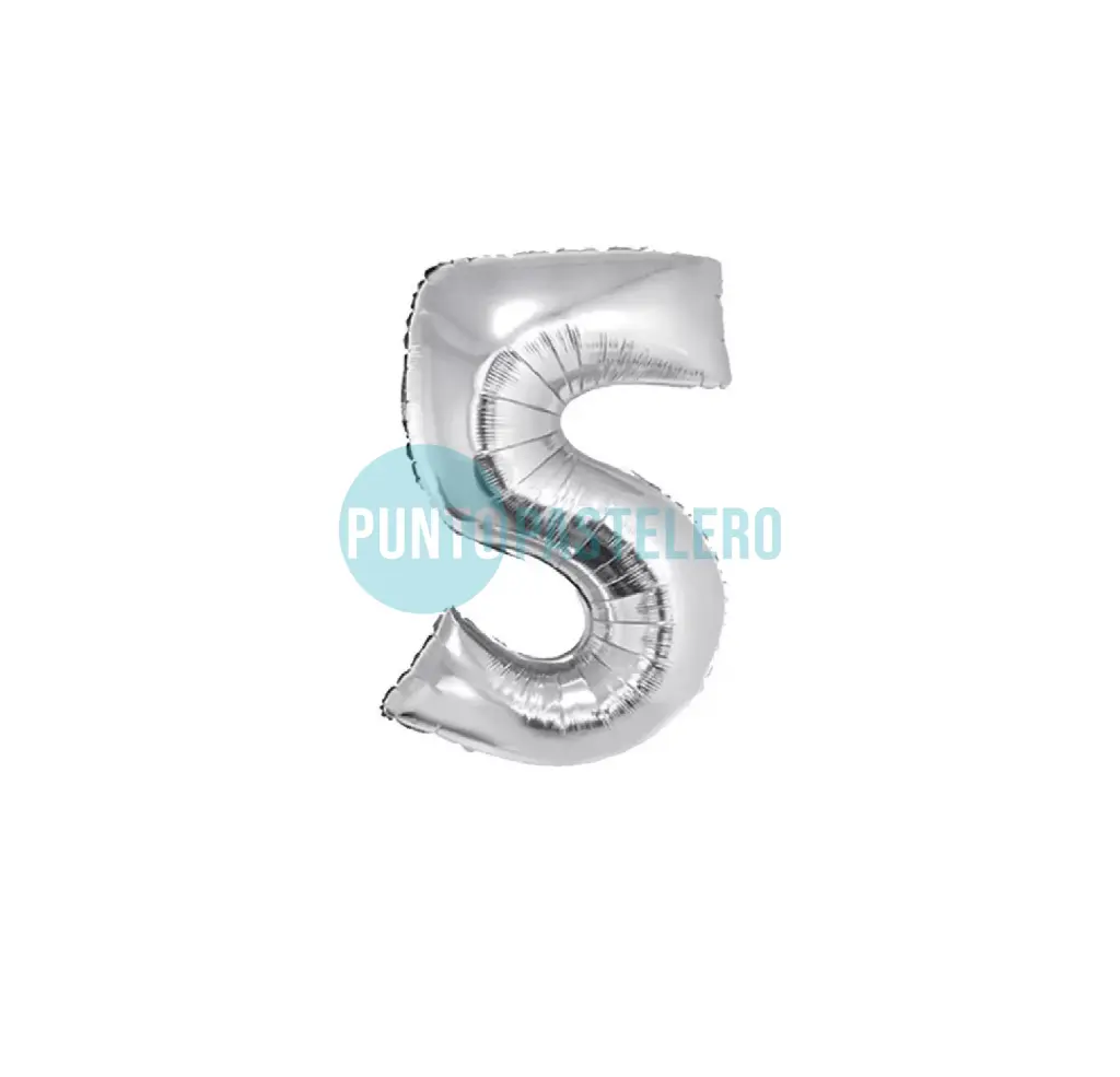 GLOBO NUMERO 5 - 70 CM - PLATA (DILAX)