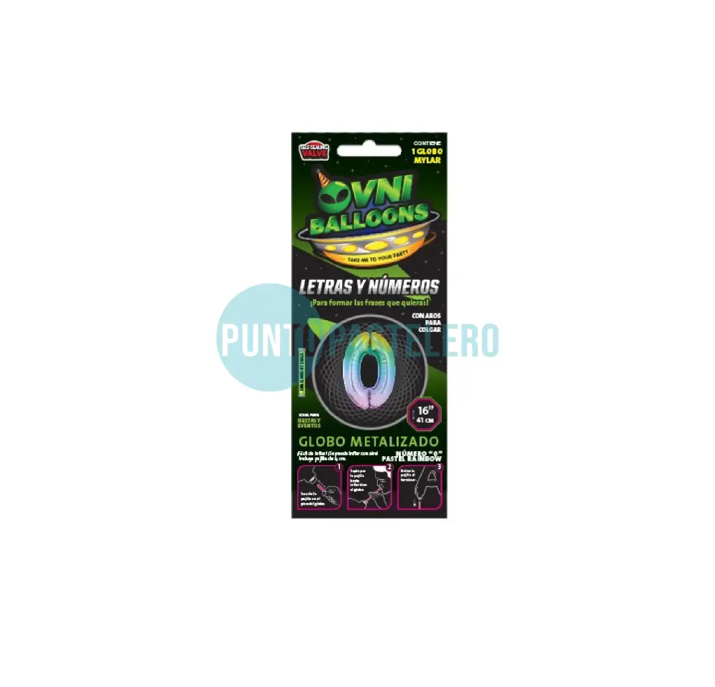 GLOBO NUMERO 0 - 40 CM - MULTICOLOR (OVNI BALLOONS)