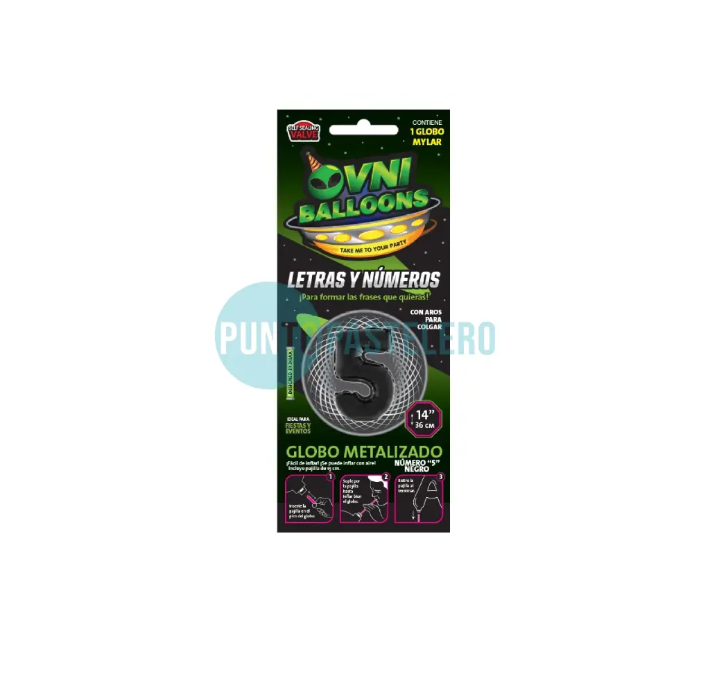 GLOBO NUMERO 5 - 36 CM - NEGRO METALIZADO (OVNI BALLOONS)