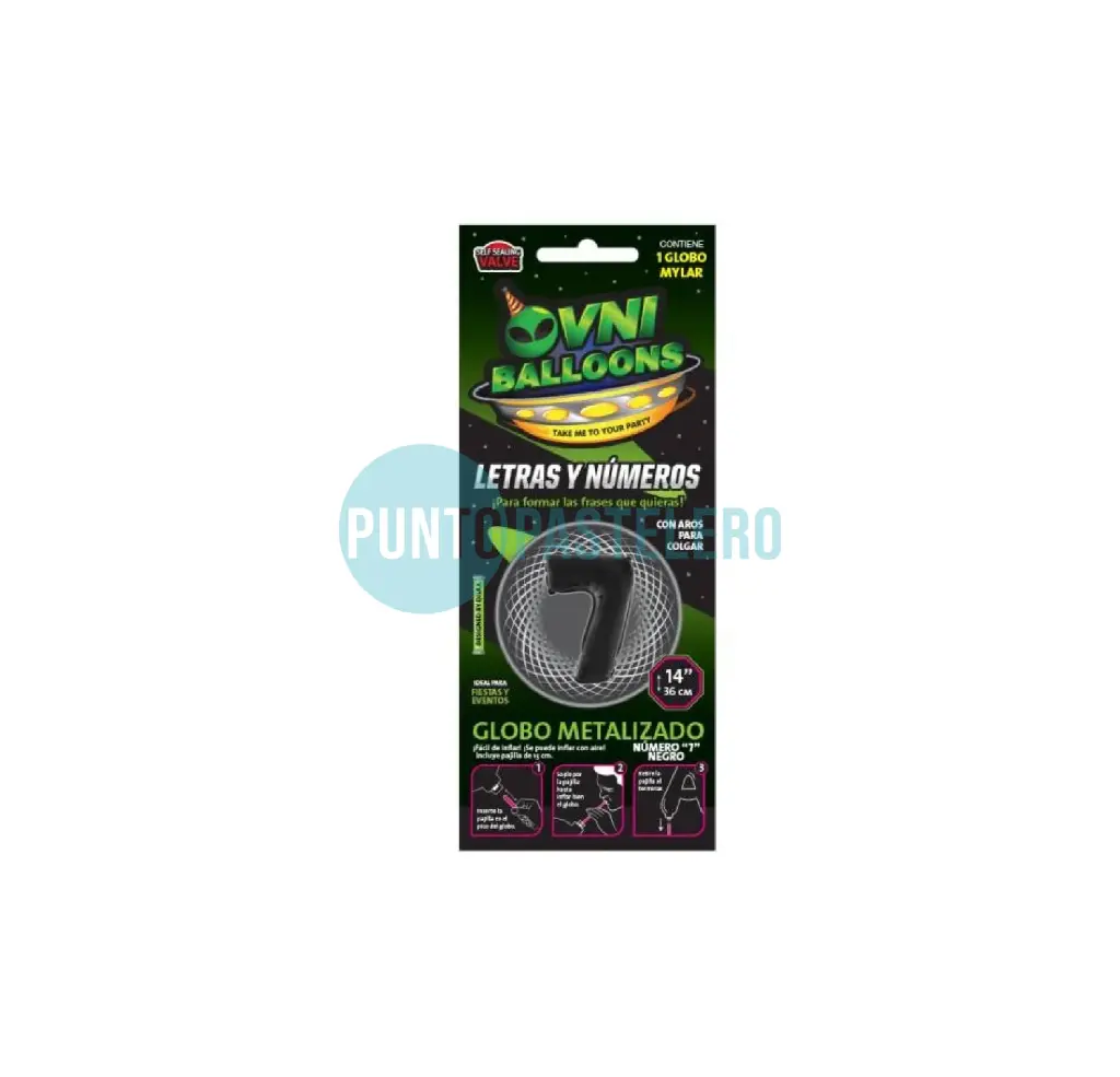 GLOBO NUMERO 7 - 36 CM - NEGRO METALIZADO (OVNI BALLOONS)