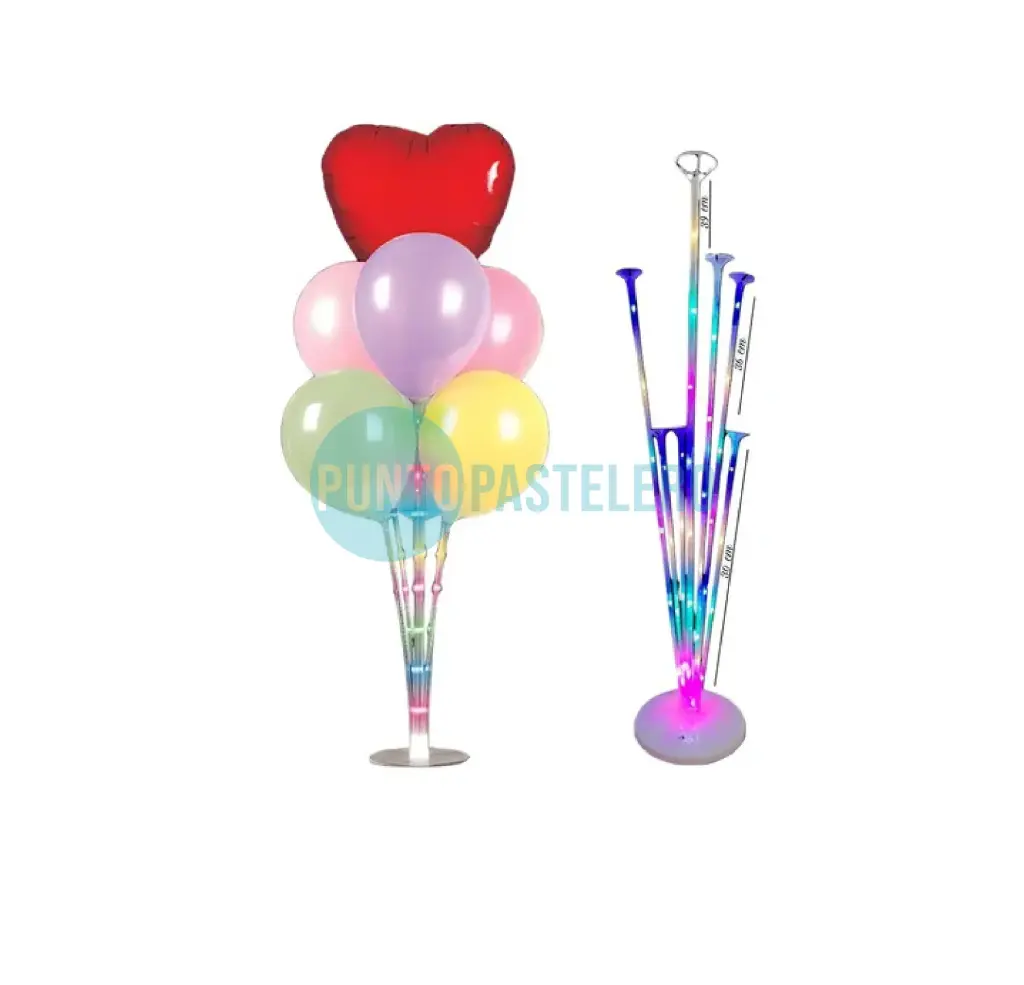 BASE EXHIBIDORA PARA GLOBO CON PALITOS Y LUZ LED (7 GLOBOS)