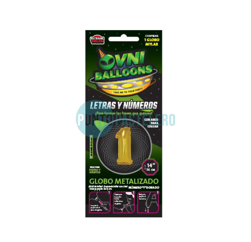 GLOBO NUMERO 1 - 36 CM - DORADO (OVNI BALLOONS)