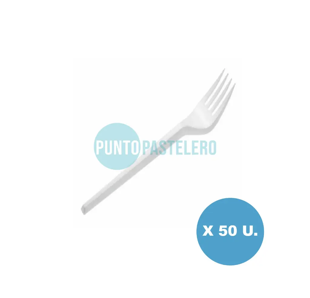 [7798098705060] TENEDOR PLASTICO BLANCO KOVALPLAST (X 50 U.)
