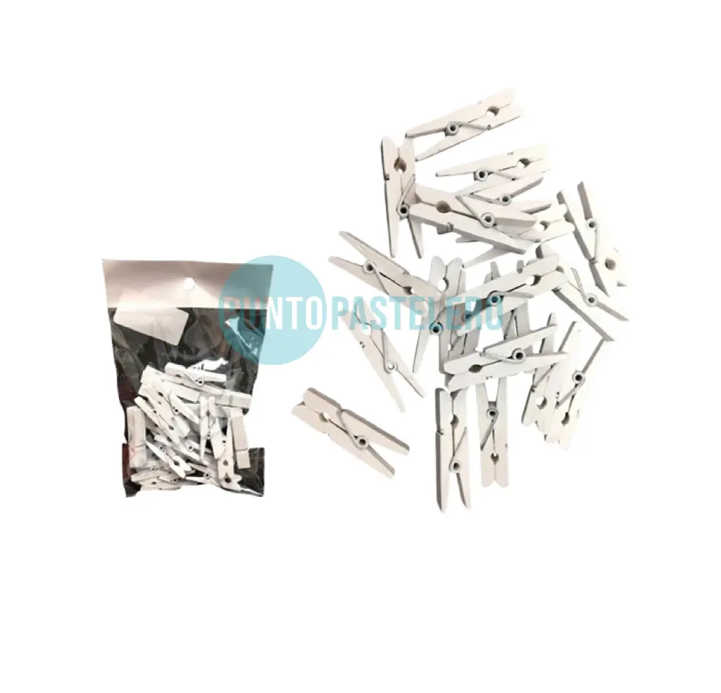 BROCHE DE MADERA MEDIANO BLANCO (X 20 U.)