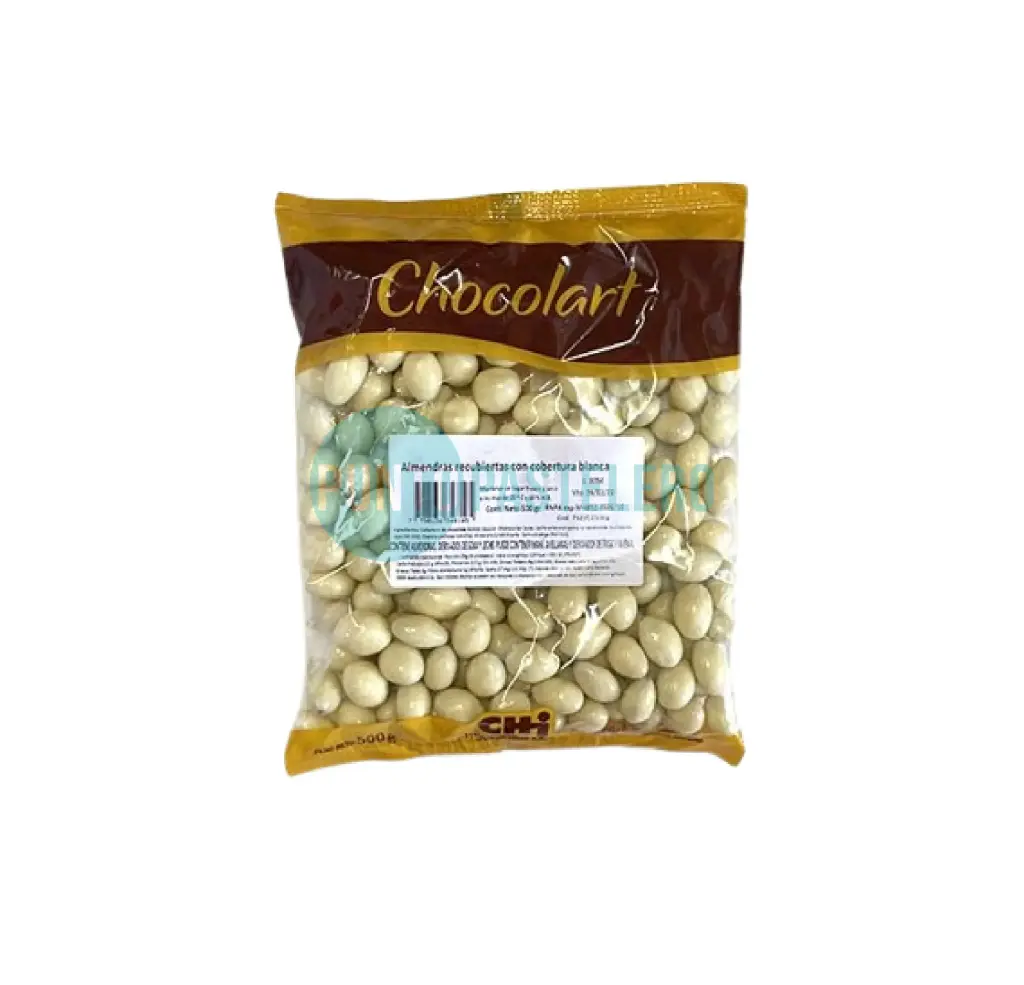 [7798136348105] ALMENDRAS BAÑADAS CHOCOLART CHOCOLATE BLANCO (X 500 GR.)