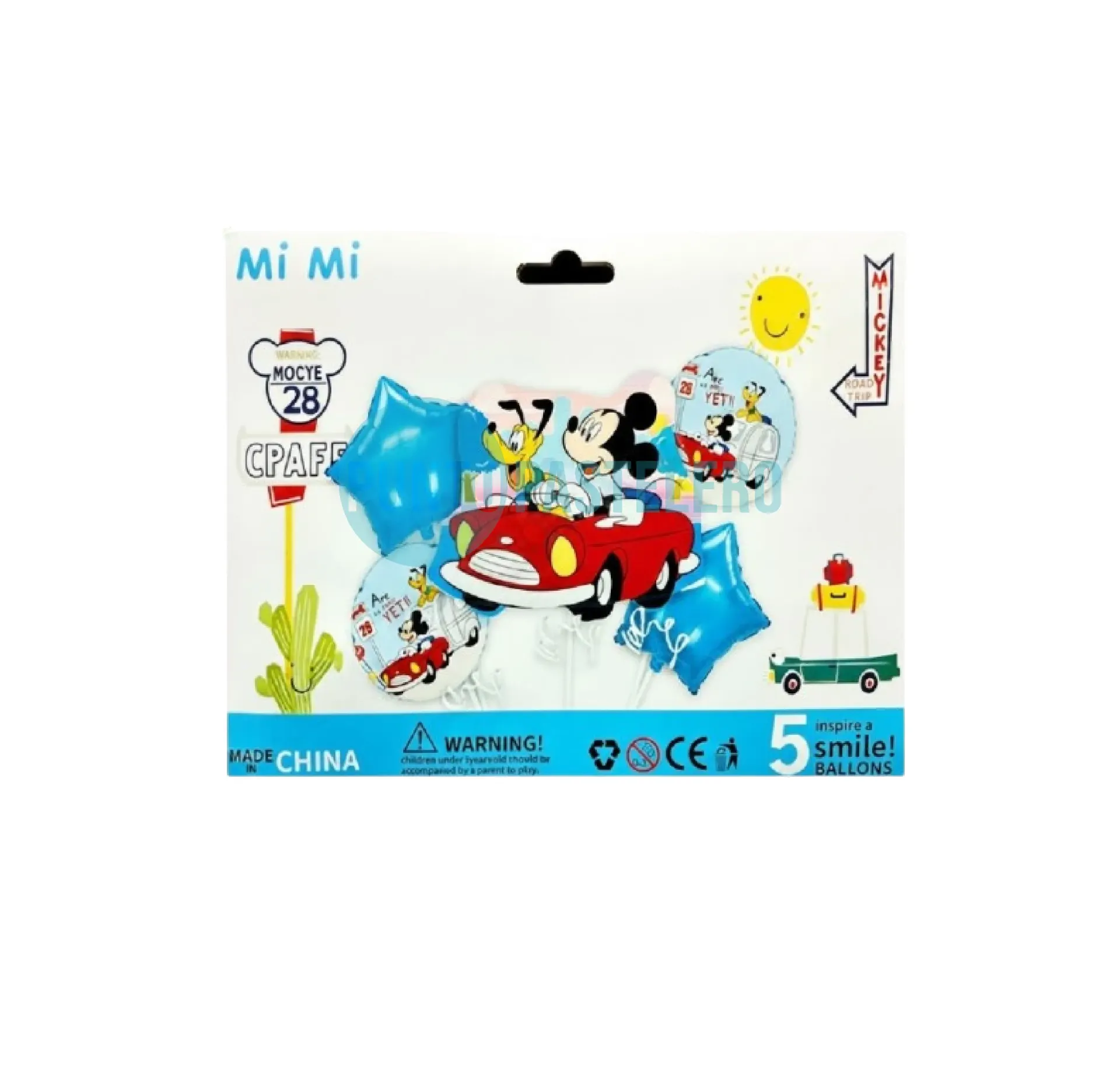 SET DE GLOBOS MINNIE AUTO (5 PZ)