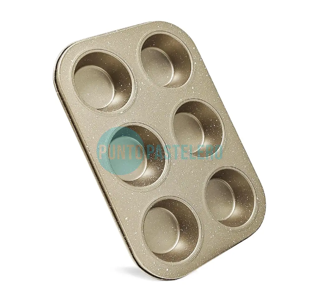 PLACA ANTIADHERENTE DORADA (PARA 6 CUPCAKES)