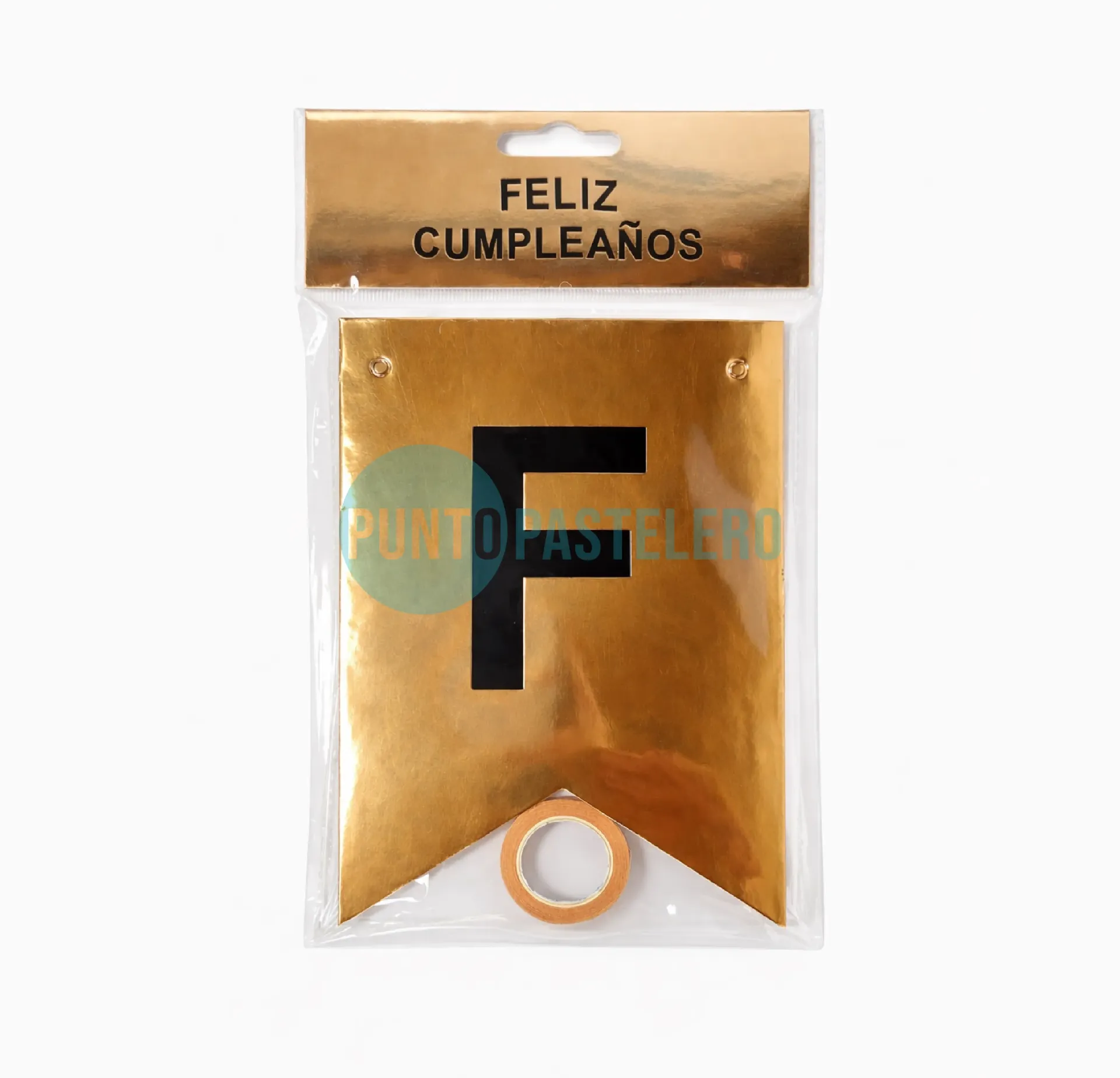 BANDERIN FELIZ CUMPLEAÑOS METALIZADO ROSA GOLD