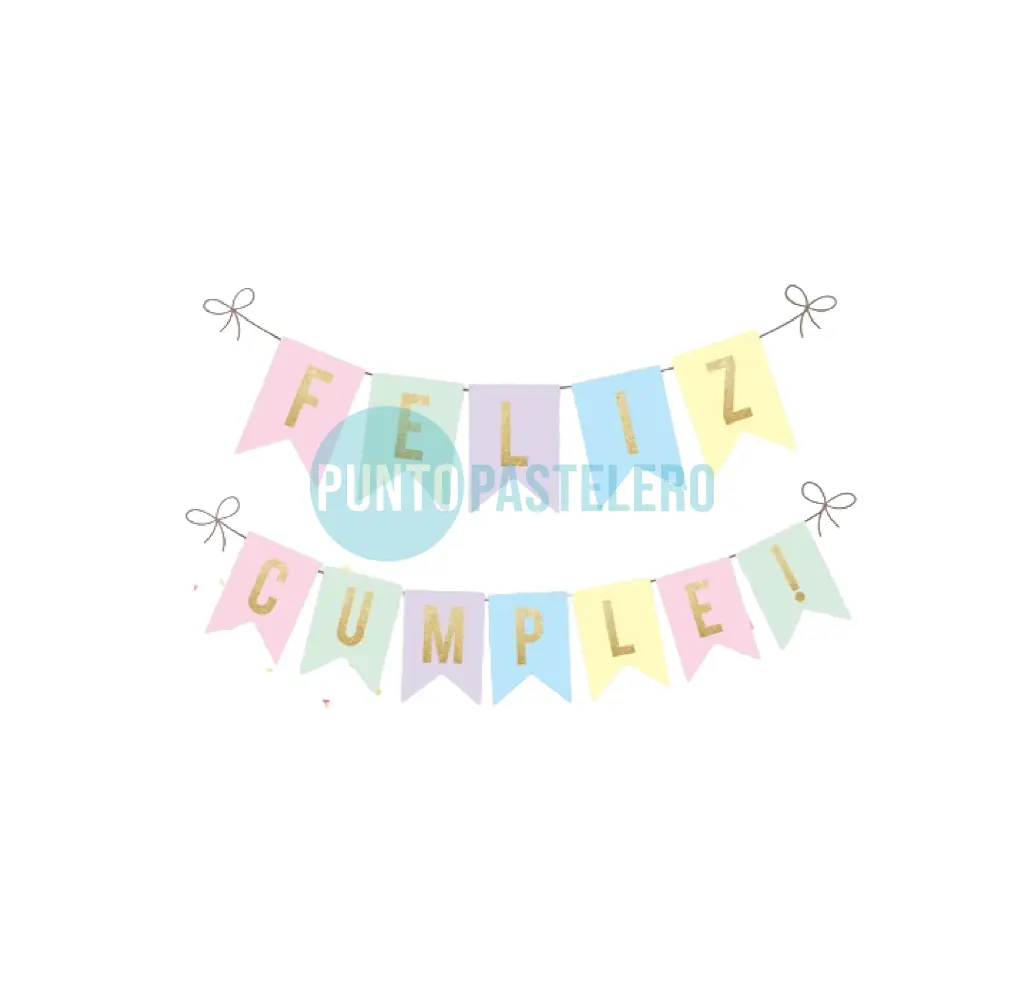 BANDERIN FELIZ CUMPLEAÑOS COLORES PASTEL PASTEL