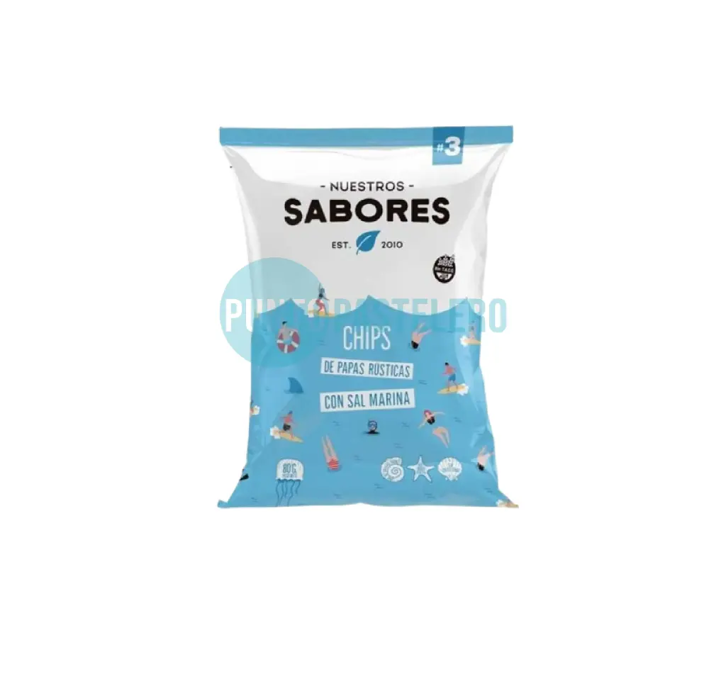 CHIPS DE PAPAS RUSTICAS CON SAL MARINA (X 80 GR.) (SIN TACC)