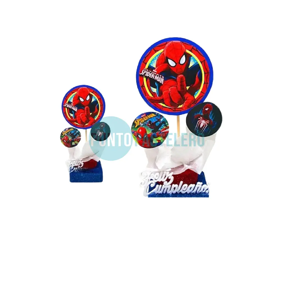 ADORNO BASE BRILLO Y PAPEL CREPE HOMBRE ARAÑA