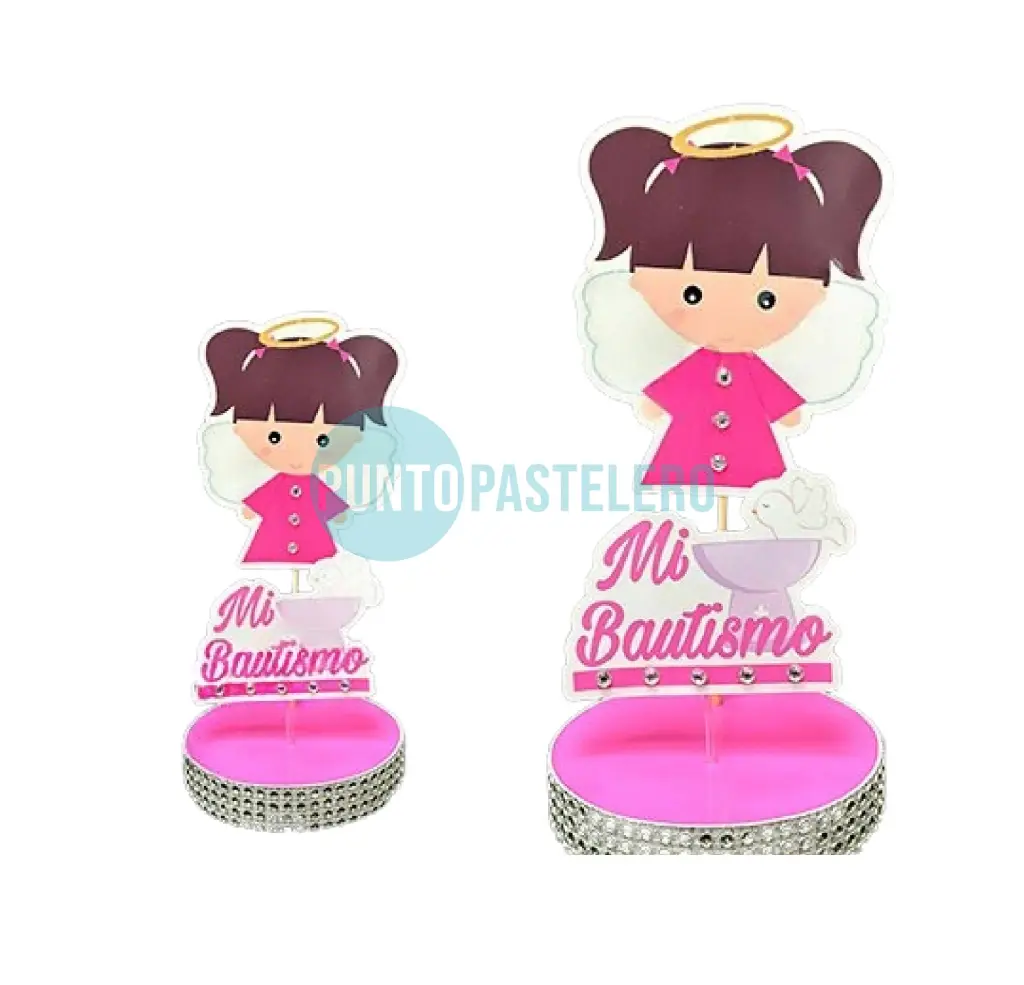 ADORNO CON BASE MI BAUTISMO ROSA